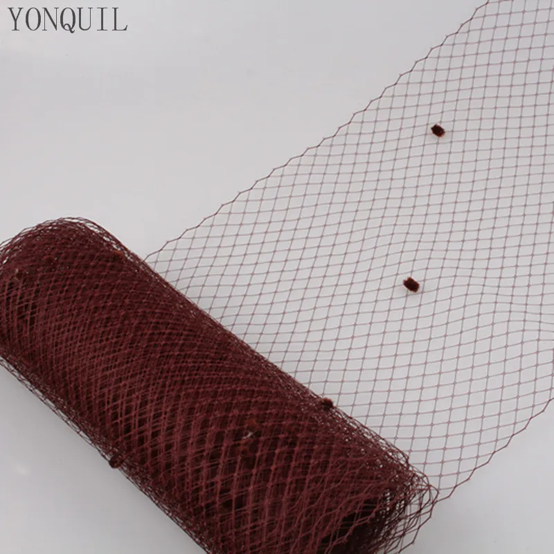 

Free Shipping Nice Brown 5 Yards Per Lot Birdcage Veil With Dot 25CM Width Russian Veiling Netting Wedding Dot Veils SY17061920
