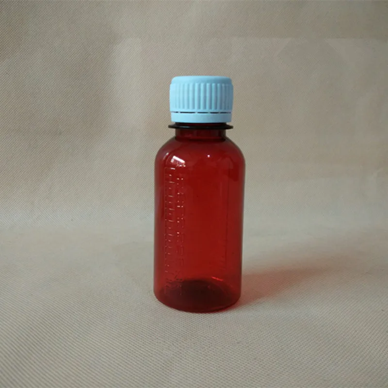 

100ml Empty Brown Plastic Liquid Bottle Sample Bottles Measuring Scale