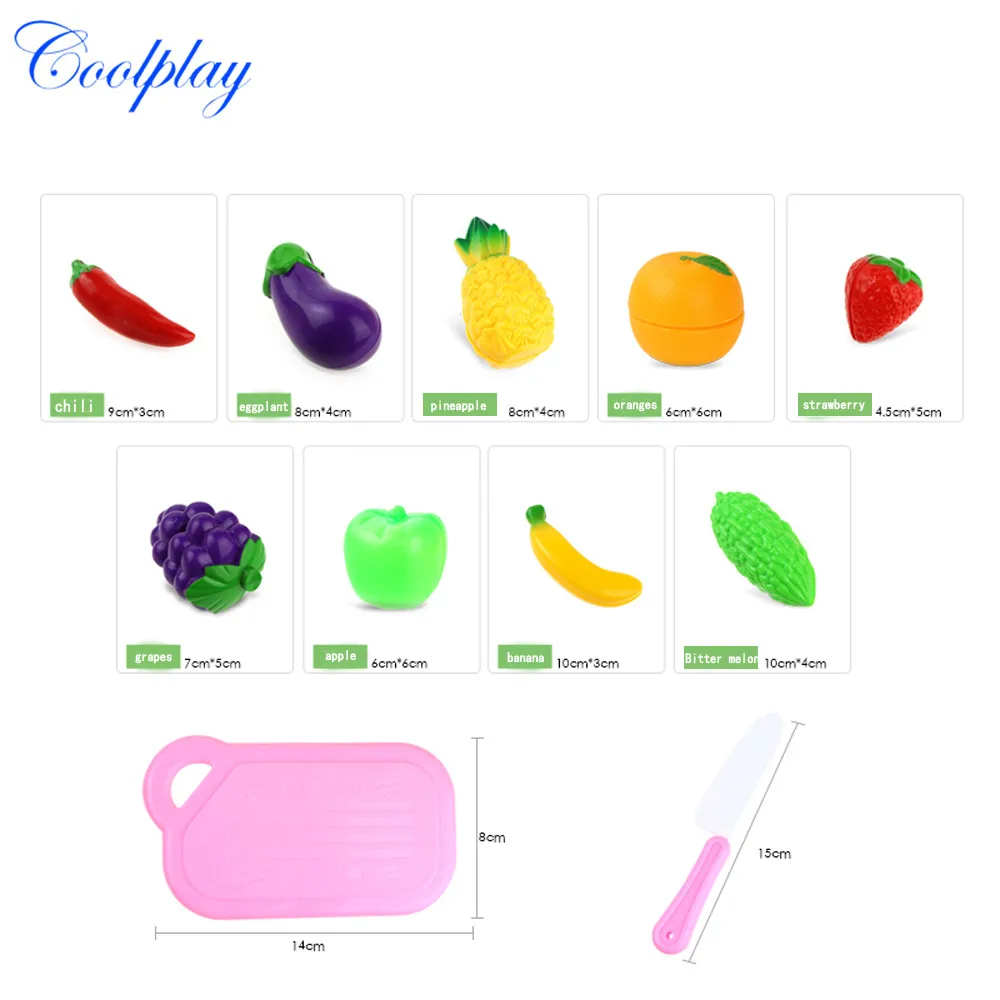 

2019 hot sale Children 11PC Cutting Fruit Vegetable Pretend Play Children Kid Educational Toy interesting Play house toys set