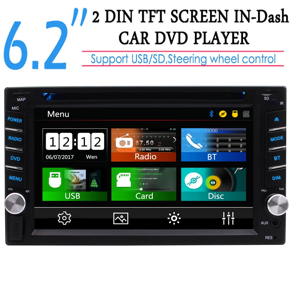 2018 двойной 2 Din DVD плеер 6 &quotсенсорный экран Bluetooth Стерео FM AM автомобильное радио