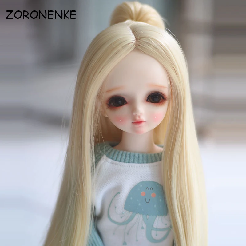 

1/3 1/4 1/6 Bjd SD Doll Wig Fashion Blonde Straight With One Ponytail High Temperature Wire Hair For Doll Accessories