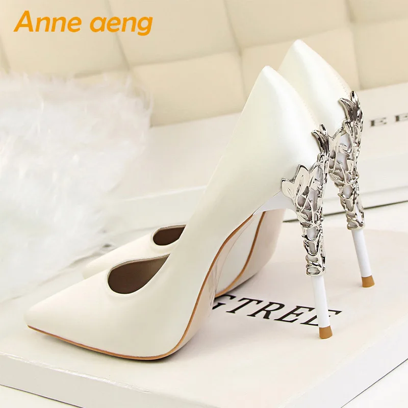 2019 New Women Pumps High Thin Heel Pointed Toe Shallow Sexy Ladies Bridal Wedding Women Shoes White High Heels Female Pumps