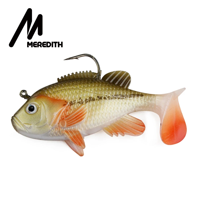 MEREDITH 3.15" Crappie Lead Jig Heads with Paddle Tail Artificial