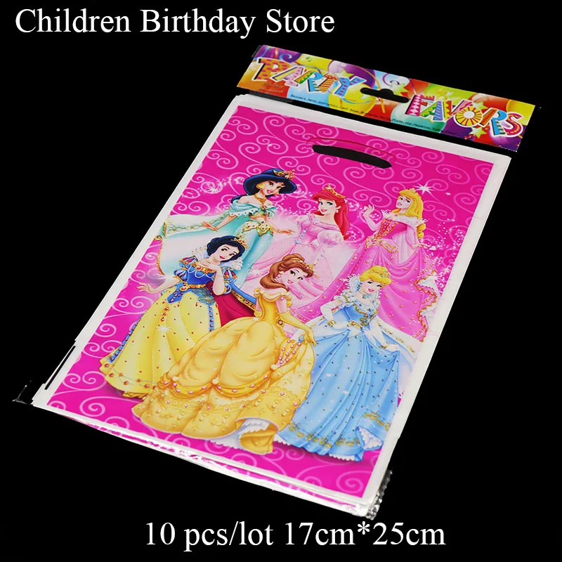 

10pcs/lot Princesses gift bags kids birthday party decorations Princesses plastic candy bags Princesses loot bags