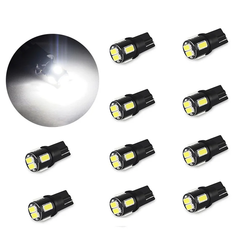 10 светодиодный т. белые Автомобильные светодиодные лампы T10 5630 6SMD 12 В|Сигнальная