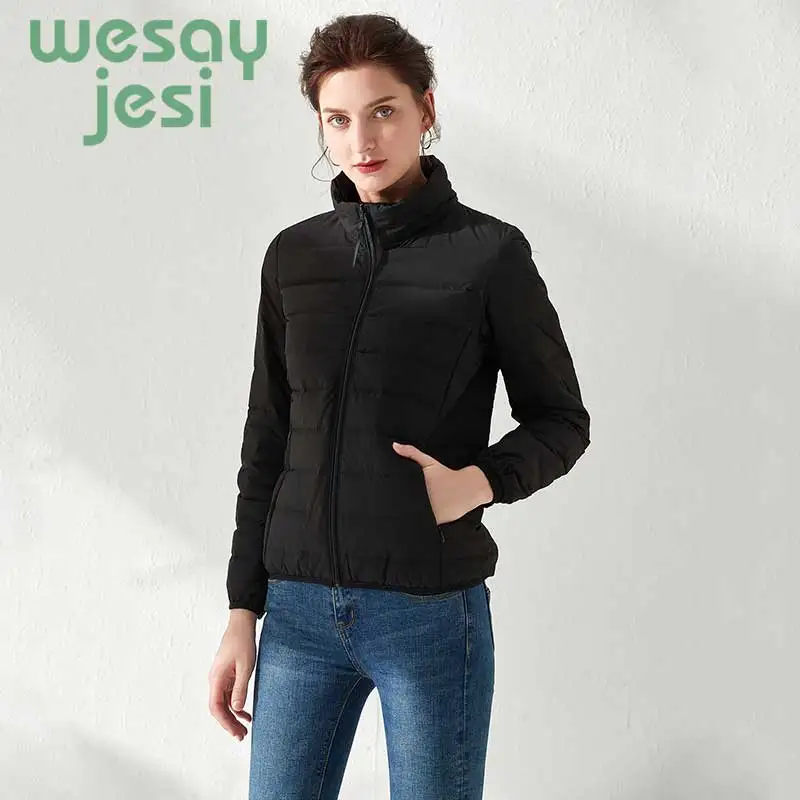 2019 90% white duck down Casual jackets Solid women autumn winter down coat female zip pocket down jacket parkas plus size