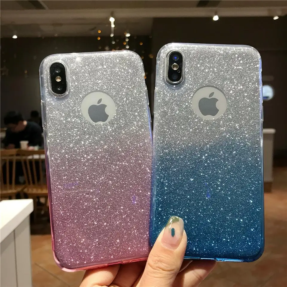 Glitter Gradient TPU Case For iphone X XR XS MAX 6s 7 8 Plus Huawei P20 Lite P30 Mate 20 10 Honor 9 8X 7X 7A Cover Phone Cases |