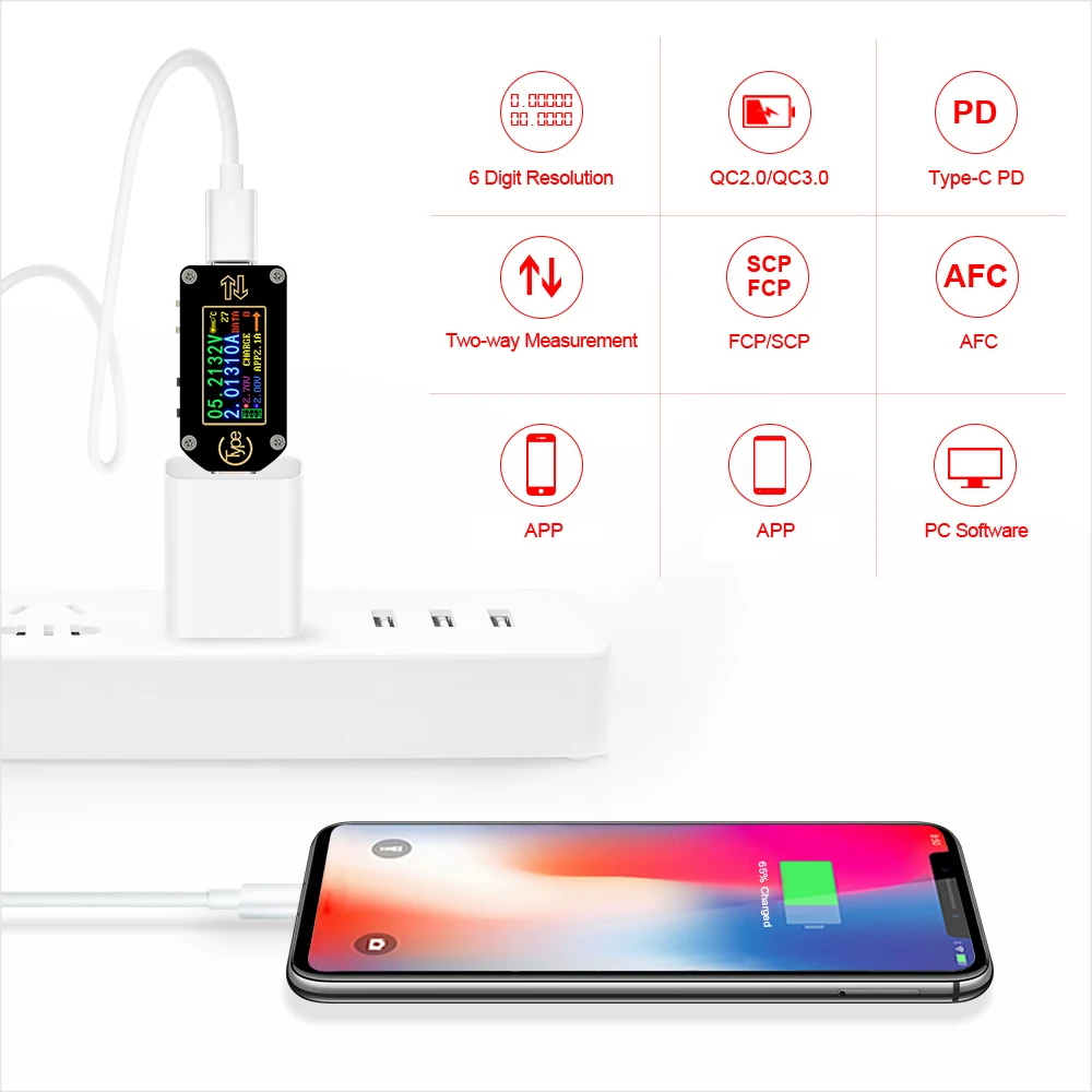 HD Тип-C Цвет Дисплей PD триггер USB Вольтметр Амперметр Напряжение 2-полосная измеряемый ток метр Цифровой мультиметр USB Тестер