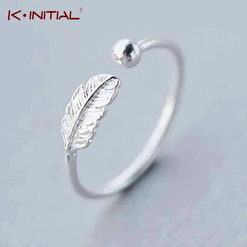 

Min 1Pc Hot Selling Shiny Small Feather Ball Finger Rings For Women Fashion Around Kunckle Jewelry 925 Silver Leaf Bijoux Ring