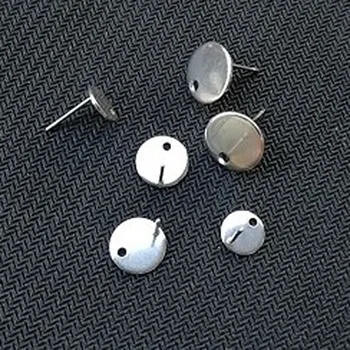 

100pcs/lot 8mm 10mm 12mm Earring Cabochon Base High Quality Stainless Earring base DIY Earrings Blank Base Cabochons