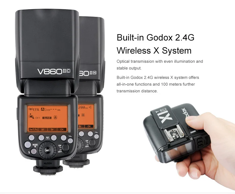 Godox V860II-C/N/S/F/O GN60 2,4G ttl HSS 1/8000 без батареи VB18 камера Speedlite вспышка для Canon Nikon sony Fuji Olympus