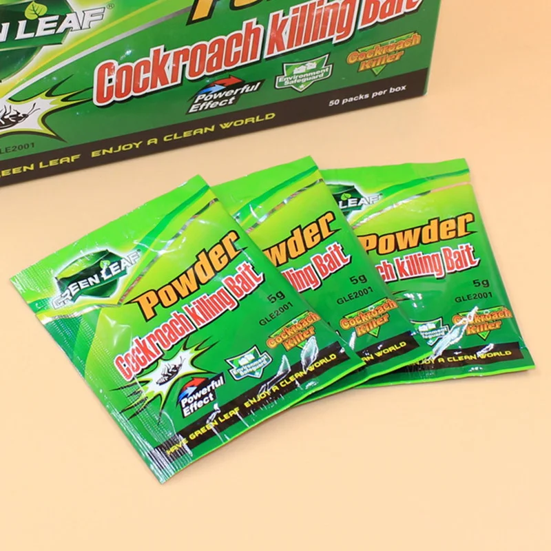 Hot 50Packs Green Leaf Powder Cockroach Killing Bait Insecticide Repellent Russian Cockroaches Killer Repeller Trap Pest control