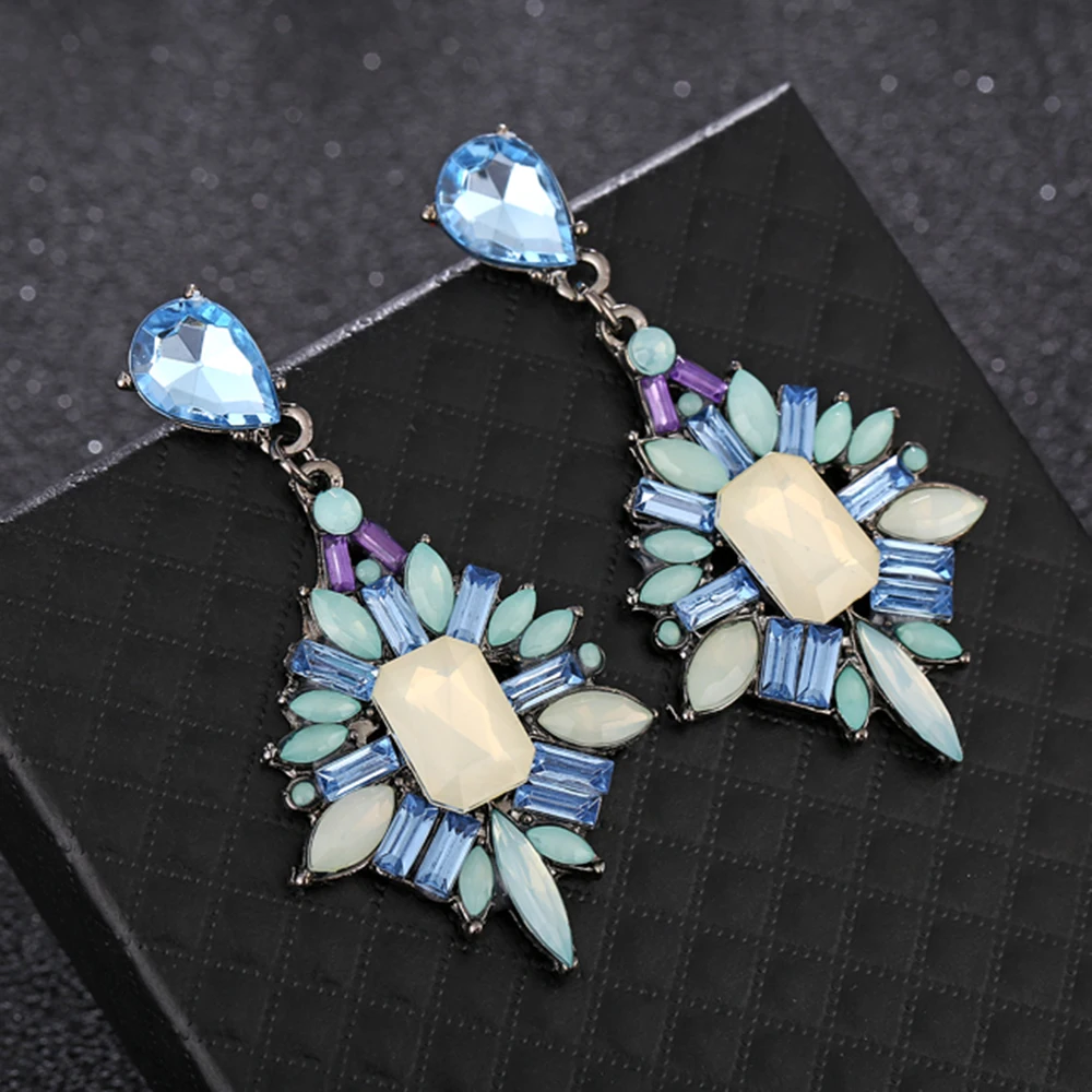 XIYANIKE New Elegant Crystal Earrings Gem Stone Resin Drop Earrings For Women Birthday Gift Bijoux Bohemia Brincos E558