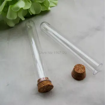 

150pcs Clear Plastic Test Tube With Cork Stopper 15x100 mm(11ml)