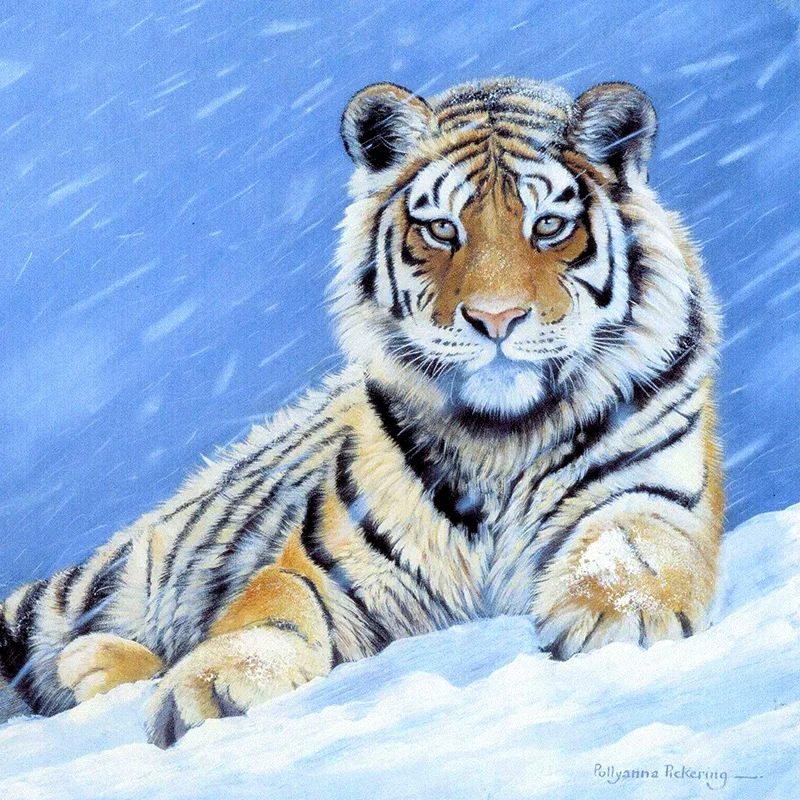 

Full Round Drill 5D DIY Diamond Painting "Tiger & Snow" 3D Embroidery Cross Stitch Mosaic Rhinestone Home Decor Gift