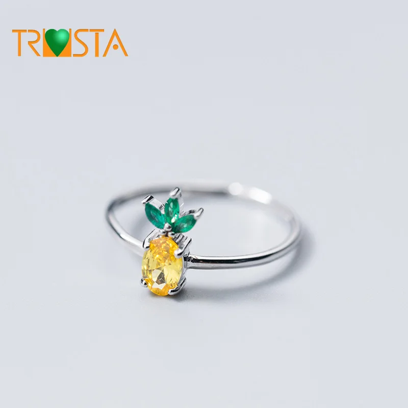 Trusta 2018 Top 100% 925 Sterling Silver Fashion Jewelry Cut Pineapple Cocktail Ring Sizable 5 6 7 Girls Kids Xmas Gift XY657