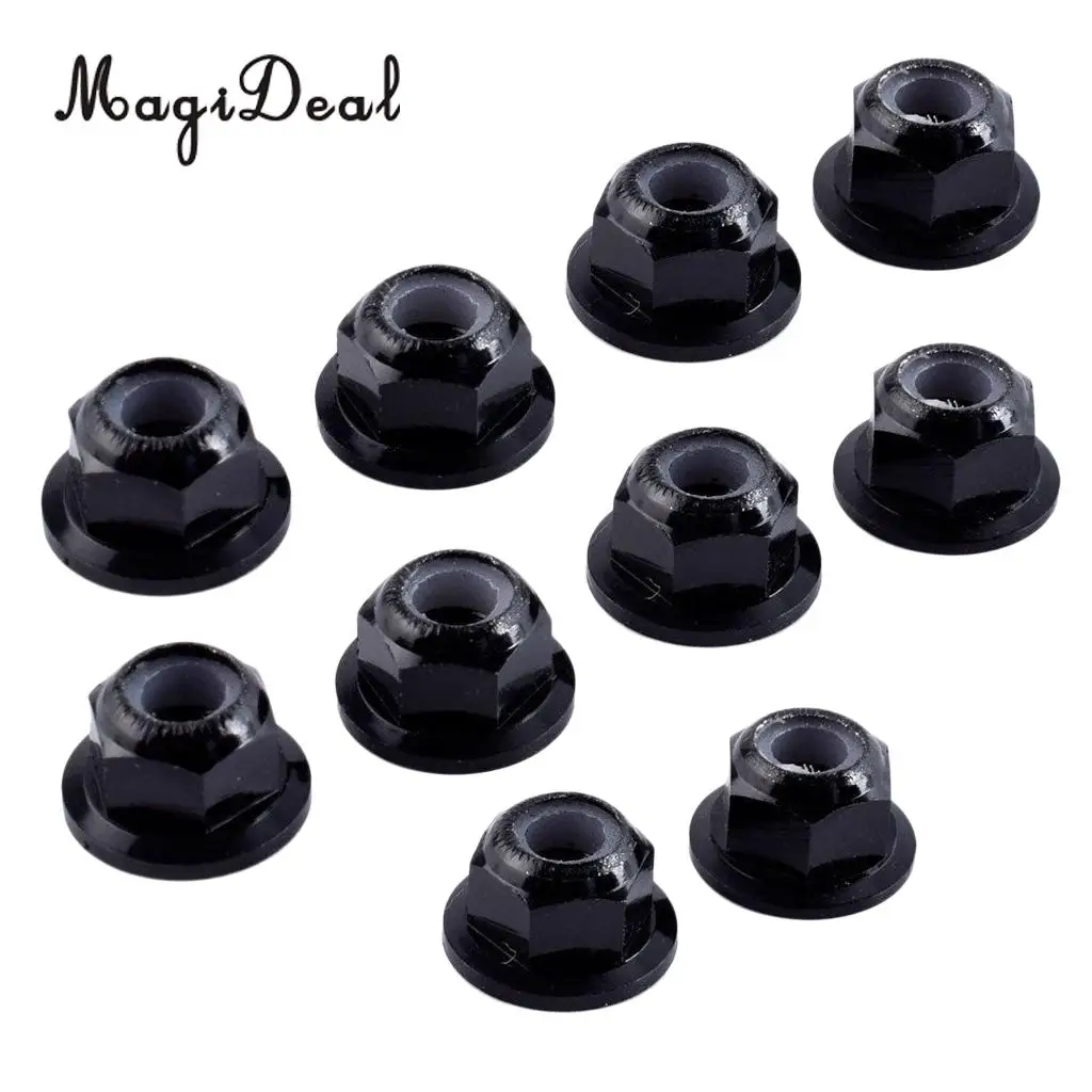 MagiDeal 10Pcs/Lot Steel M4 4mm 1/10 RC Vehicle Fastener Nuts Wheel Tires Acce for HPI HSP Hobao ZD Racing Cars Parts 5x10mm