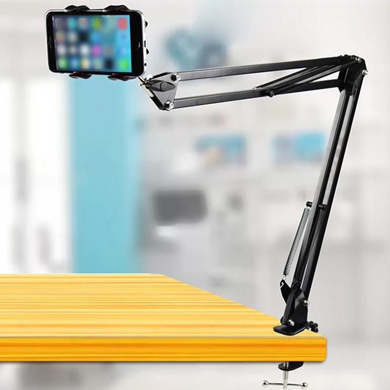  360 Rotation Long Arm Mobile Phone Stand Lazy People Desktop Table Mount Holder for iphone 7 8 for 