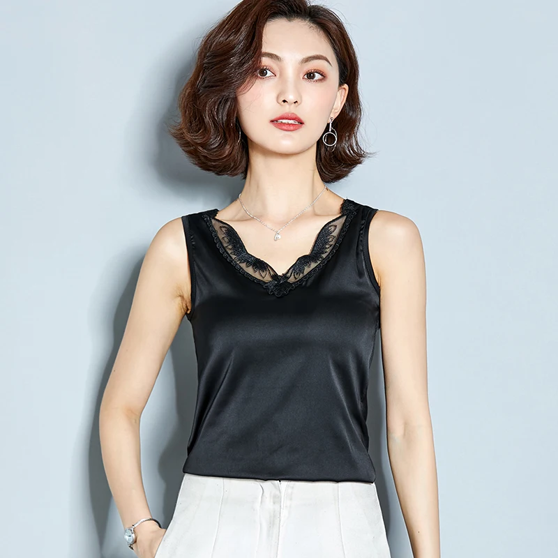 

Fashion Women Summer Hot Vest Camis Sleeveless Korean Tops Ladies Lace Sexy Loose V-Neck Tanks Tees Tops Camis Bralette Bustier