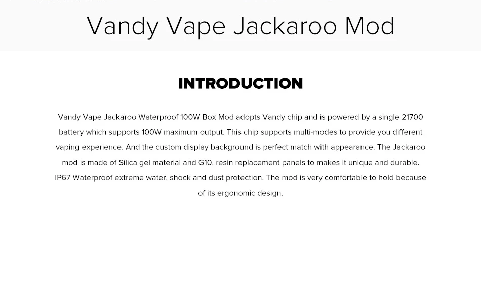 Vandy vape JACKAROO Mod SUBTANK система совместимый с JACKAROO бак распылитель Водонепроницаемый без одной батареи 18650/21700