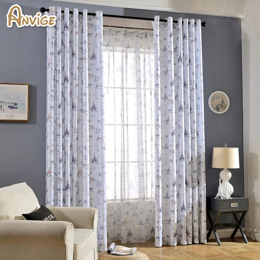 Printed Half Blackout Curtains for Living Room Window Curtain for the