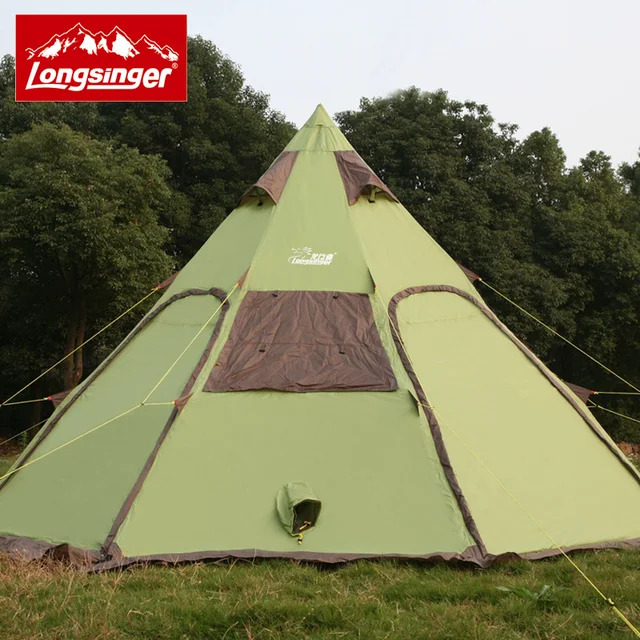 Cheap authentic pyramid tent camping  8-12 people 4 windows 4 doors rain waterproof outdoor tent camping and leisure family Mongolian