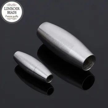 

2pcs/lot Stainless Steel Frosted Magnetic Clasp Hole 3/4/6/7mm Leather Bracelet Necklace Connector For DIY Jewelry Making F5052