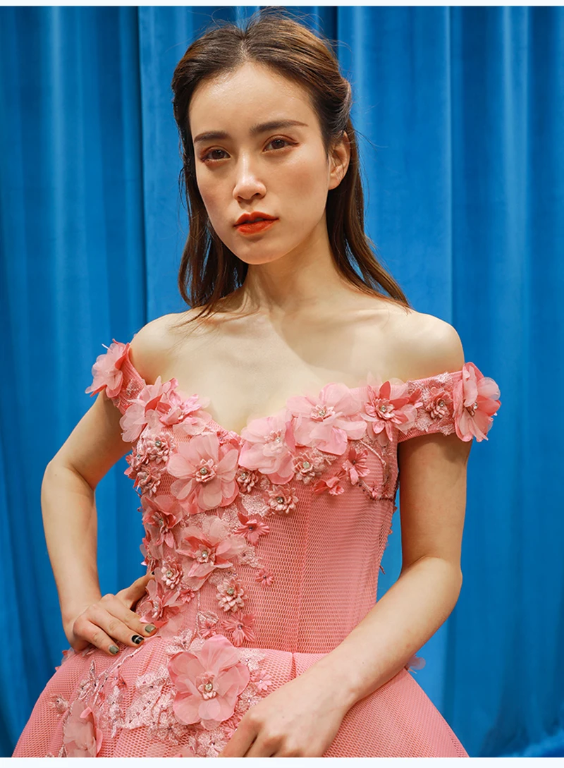 J66795 jancember pink formal evening dresses long off the shoulder V-neck A-line floor length beauty girls pageant dress blue