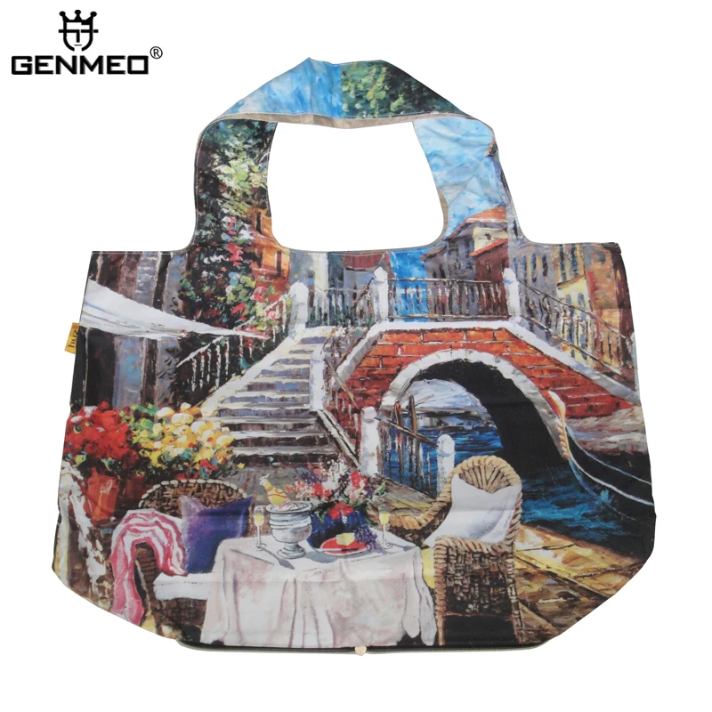 

New Arrival Foldable Tote Bags with Famous Paint Printing Max Capacity 20KG Ladies Fashion Reusable Waterproof Folding Bags
