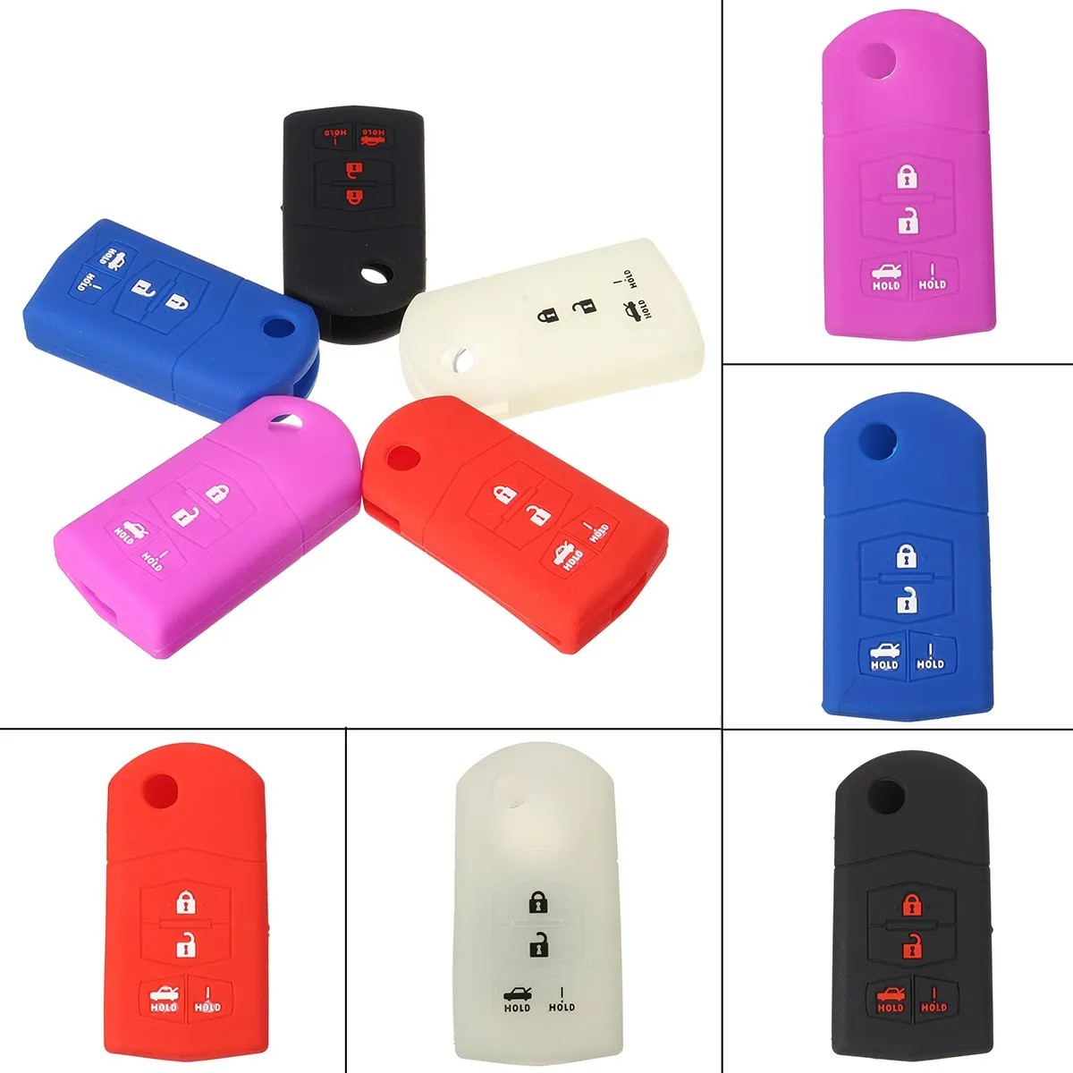 

Silicone 4 Button Remote Flip Key Fob Cover Case For Mazda 3 5 6 CX-7 CX-9 RX-8