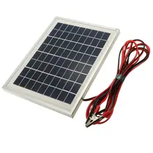 5W 12V PolyCrystalline Cells Solar Panel storge energy charger DIY Solar Module with Block Diode+2x Alligator Clips+4m Cable