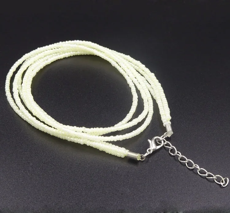 

Ivory Imitation Pearl Jewelry 3 Layers Seed Pearl Necklace Choker Perle Cord With Extender Beads Chain Accessories For Jewelery