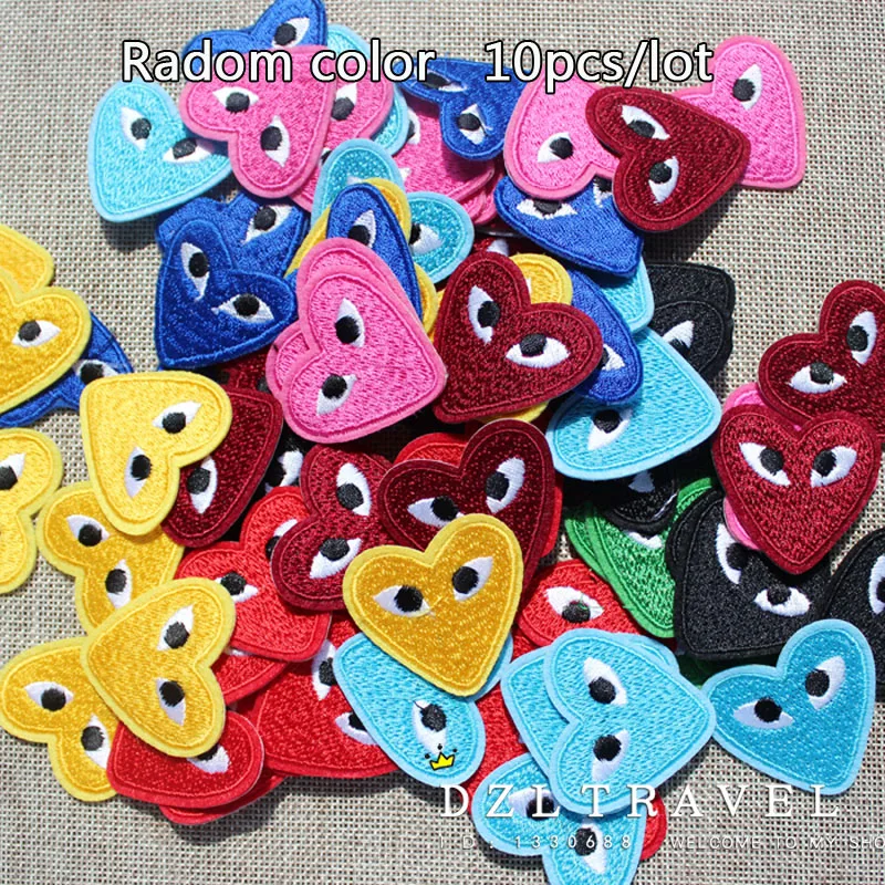 Comme des garcons patch Embroidery CDG Play logo Patches Clothes Iron On sew on Appliques 10 pcs/lot random colors