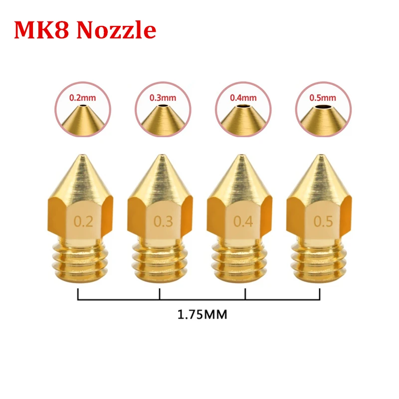 MK7 MK8 сопло 0 2 мм 3 4 5 6 8 медные 3D принтеры запчасти головка экструдера латунные