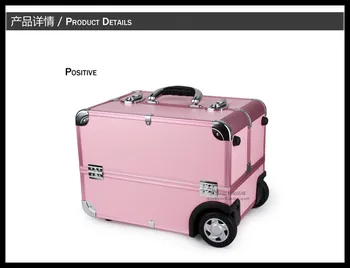 

EMS Free Shi[pping Professional Cosmetic Case Trolley Beauty Box Makeup Case with wheels Pink