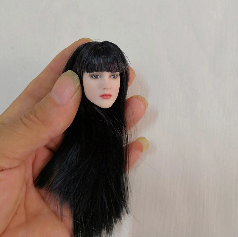 1/6 масштаб Красивая Европейская девушка бледная голова лепим резьба черные волосы модель для 12 ''женская фигура тела