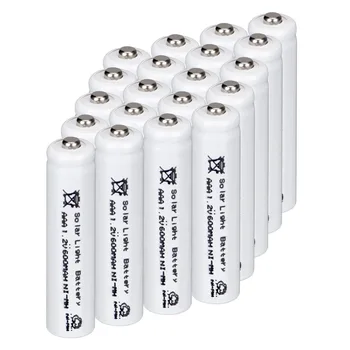 

White color for 30 pcs AAA solar battery Solar Light Batteries Rechargeable 1.2V 600mAh Garden Lights