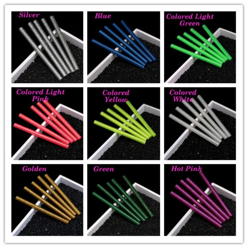 5x блестящие палочки термоклея для электрического отопительный инструмент DIY Art Craft 100x7 мм 10 цветов C15