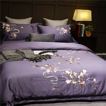 

Egyptian Cotton Bedsheet set Quilt/Duvet cover Bed set Pillowcase Oriental Embroidery Luxury Bedding set Queen King size 4Pieces