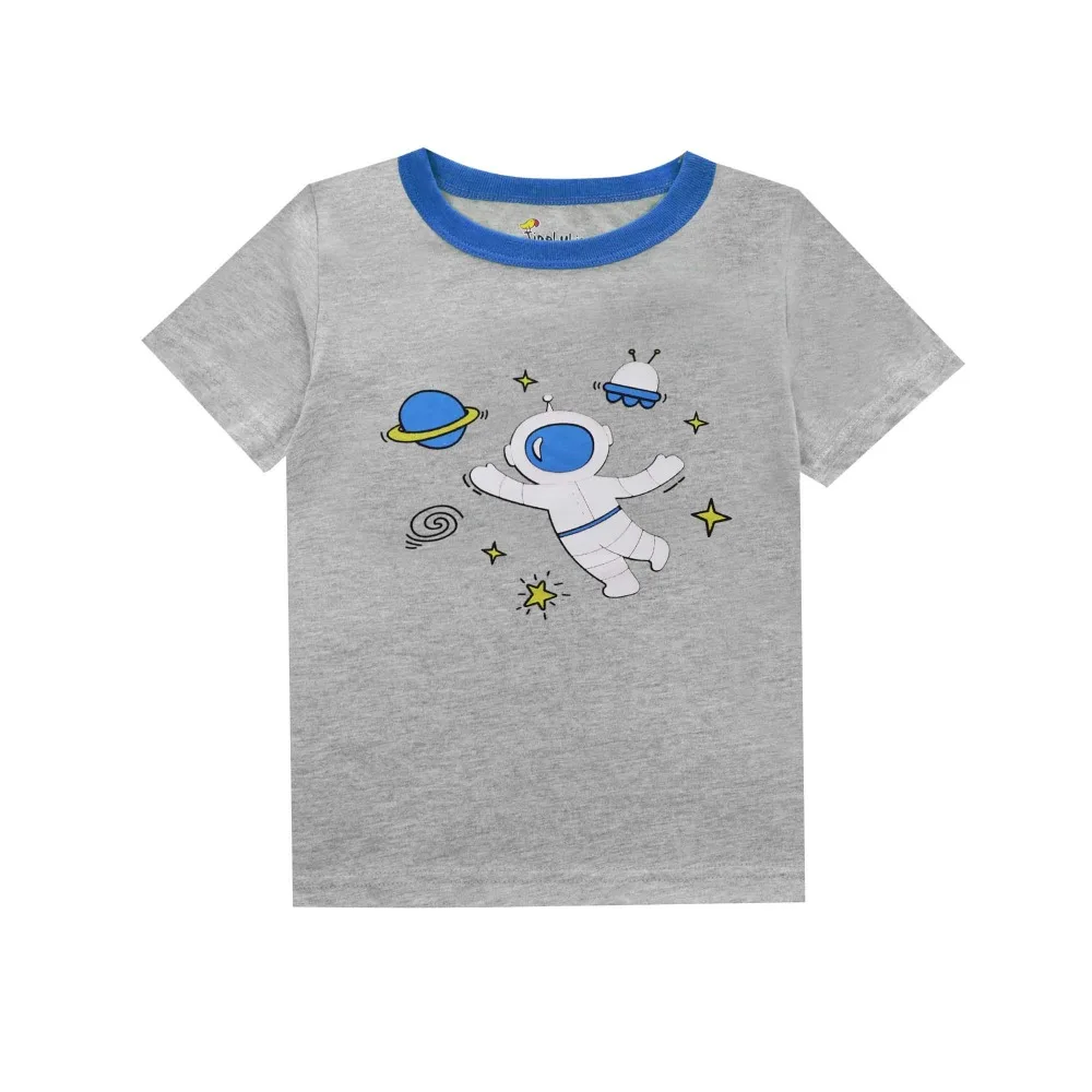Футболки для мальчиков с принтом «космическая Ракета», Детские хлопковые футболки, летние топы с Роналдо, детская одежда