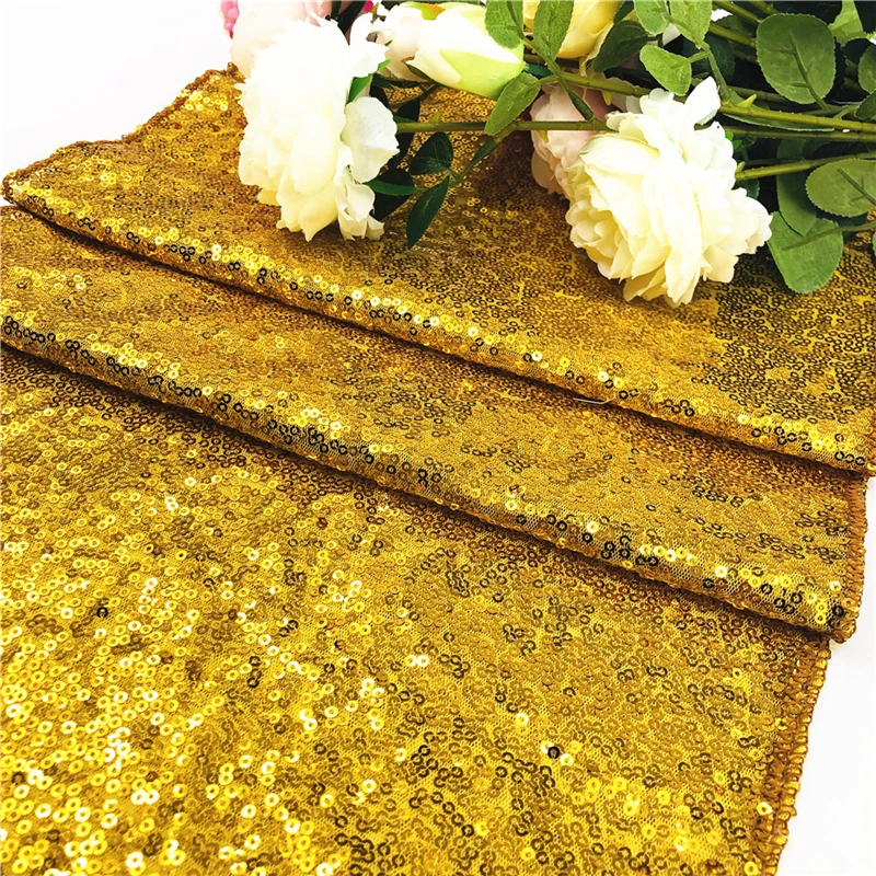 

3MM high-density version sequins embroidered Mediterranean starry table flag banquet dedicated Glitter Rose Gold Table Runner