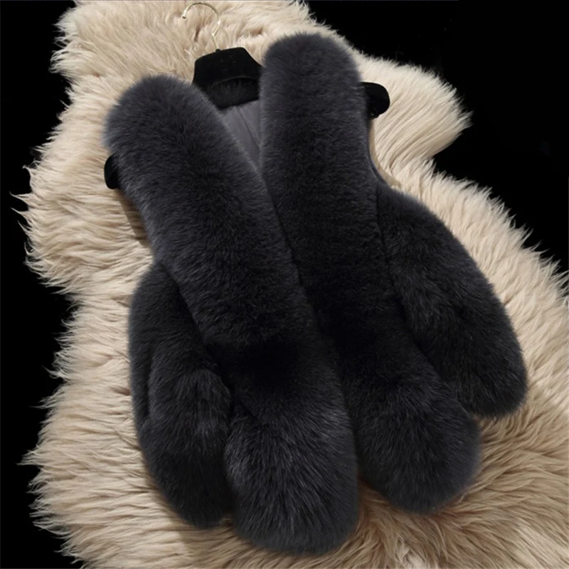 2018 Plus Größe 4XL Frauen Winter Faux Fuchs Pelz Pelz Ärmellose Weste Mantel Weibliche Warme Mode Gefälschte Kaninchen Fell Weste jacken X86