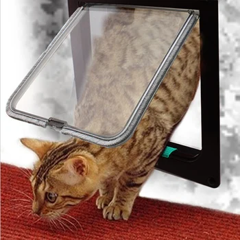 

4 Way Lockable Pet Door Animal Supplies Lock Security ABS Plastic Flap Door for Dog Cat Kitten Small Pet Gate Door S M L XL