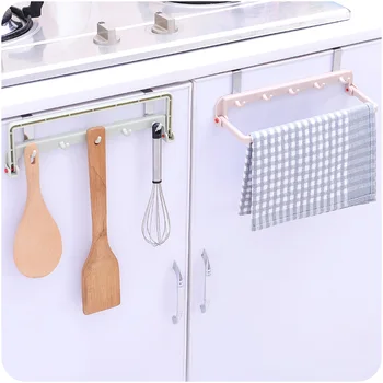 

Foldable cabinet door wall shelf with 5 hook wall storage rack decoration for bathroom kitchen Jewelry towel holder shelves