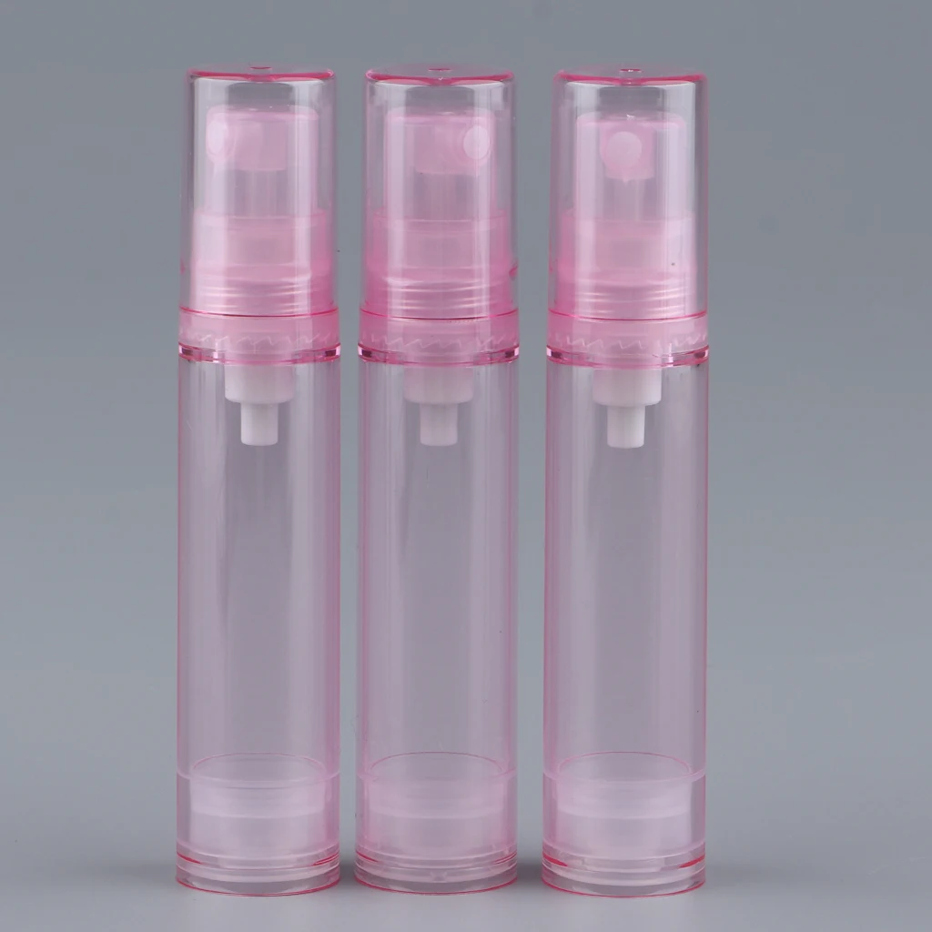 MagiDeal 3Pcs Empty Small Spray Bottle 10ml Airless Pump Bottles Refillable Cosmetic Containers for Travel Essential Oil Perfume