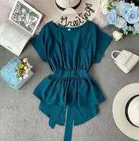 Women-s-summer-short-sleeve-thin-chiffon-shirt-female-high-waist-belt-pullover-Shirt-Blouse-TB158.jpg
