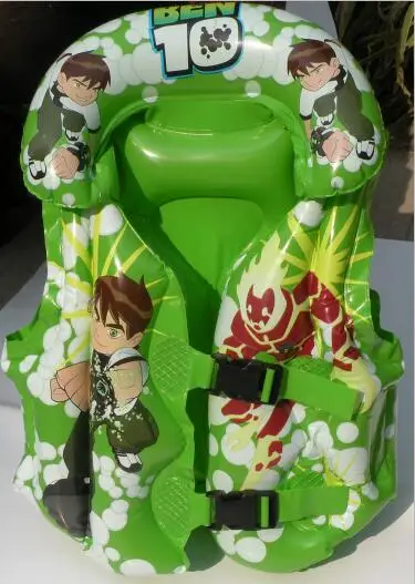 Для детей надувной плавательный спасательный жилет дрейфующий спасательный жакет для воды - Цвет: Зеленый