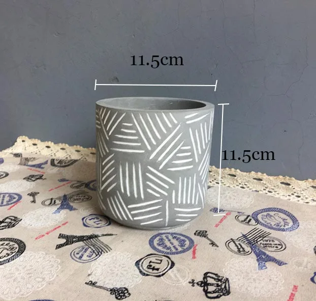 Goedkoop Siliconen bloempot schimmel streep ontwerp cement pot mallen