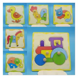 Лидер продаж 9/20 ломтик Маленький кусок детские игрушки-головоломки животные и автомобиль деревянные головоломки детские развивающие