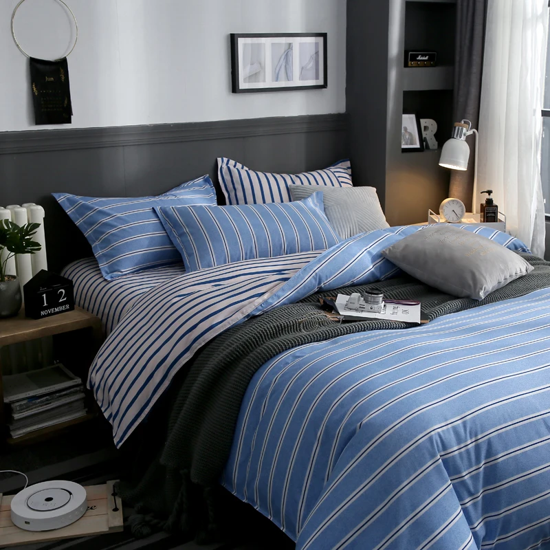 أفضل. WENSD بسيطة نمط المنزل غرفة نوم الفراش مجموعات الدافئة جدا لينة القطن 3/4 قطعة لحاف طقم أغطية السرير غطاء شقة ورقة المخدة